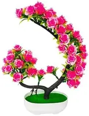 Artificial Fake Flower Potted Plant Bonsai Christmas Wedding Party Decoration Artificial Plant Bonsai Home Hotel Garden Decor (Color : Pink)