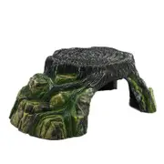 Root Terrace Reptile Habitat Cave Resin Rock Hideout Fish Tank Decor for Lizards Frogs Snakes-M