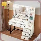 Vanity Dressing Table Makeup Desk With LED Lighted Mirror and Storage Shelves