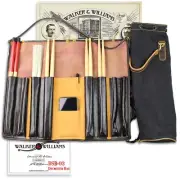 Walker & Williams DSB-3 Leather Drum Stick Roll with Heavy Canvas Carrying Bag