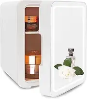 VNIMTI Mini Skincare Fridge 4 Liter/6 Cans, Portable Cosmetic Makeup Fridges with Led Mirror, Cooler & Warmer, AC & DC, Small Refrigerator for Bedroom, Car, Office, Outdoor (White - 4L)