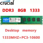 CRUCIAL DDR3 8GB 1333MHz 8GB PC3-10600 240pin 1.5V DIMM-
