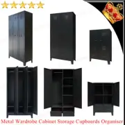 Industrial Metal Wardrobe Cabinet Storage Cupboard Organiser Drawers Lockable AU