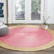 Round Braided Natural & Multi Colour Jute Mat Rugs Floor Shabby Chic Indian Mat