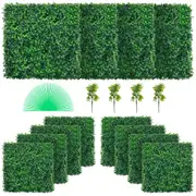 VEVOR Artificial Boxwood Panel UV 12pcs Boxwood Hedge Wall Panels Artificial Grass Backdrop Wall 20X20" 4cm Green Grass Wall Fake Hedge for Decor Priv