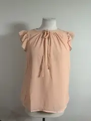 skies are blue Womens Orange Neck Tie Peasant Top, Size M
