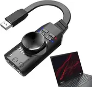 Generic External Sound Card - Virtual 7.1 Surround Sound USB Headphone Adapter with Volume Control,Driver Free Sound Card, Portable USB Audio Interface for League of Legend, Headset, Headphone