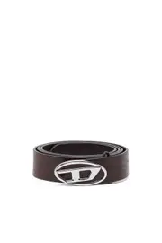 [Diesel] Diesel - 2.9cm leather belt with oval d logo - Belts - Man - Brown 90 Brown