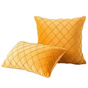 Velvet Cushion Cover Diamond Pleated Checked Home Decor Sofa Throw Pillow Case - Orange