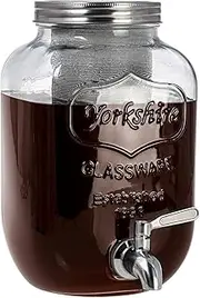 Cold Brew Pitcher, Cold Brew Maker, 1 Gallon Iced Coffee Maker, Cold Brew Mason Jar, Ice Tea Thick Glass Carafe with 3rd Generation Stainless Steel Mesh Filter