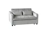 Sarantino Fenton 2-Seater Velvet Sofa Bed in Light Grey