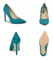 Nine West Women's Tatiana Stiletto Pointy Toe Turquoise Dress Pumps