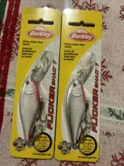 2 Berkley Flicker Shad 7 - 1/3 oz Rattle 3" Slick Pearl Silver Plug Lure NEW