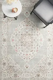 Rug Culture Rose & Silver Silk Look Transitional Rug