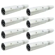 8x XLR 3P Male to 1/4" 6.35mm Stereo Female Adapter Converter Connector Nickel