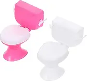 ERINGOGO Closestool Plaything for Boys and Girls 2pcs Mini Doll Toilet Toy Imitation Toy Simulation Closestool Toy Play House Toy