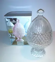 Gorham Crystal Egg Shaped Covered Dish Pedestal Base Emily's Attic Germany 9.5"