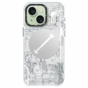 For iPhone 15 Plus Anti-Drop Phone Case Compatible with MagSafe Metal Lens Frame Phone Cover
