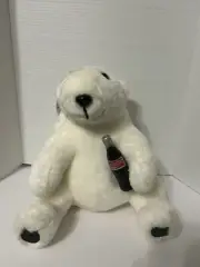 Coca Cola Bear Plush 1993 8” Cute Polar Bear Holding Coke Bottle