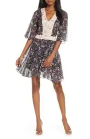 COOPER ST. Floral Star Crossed Flutter Sleeve Chiffon Mini-Dress 16 XL Nordstrom