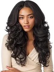 Poemtian European and American women's wig, fluffy long curly hair, Middle Part Curly Wavy Wig