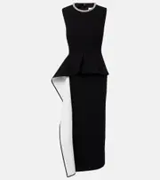 [Roland Mouret] Roland Mouret Embellished peplum satin crêpe midi dress AU 8 black