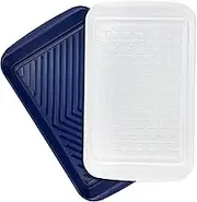 Tovolo Prep & Serve Medium Marinade Tray Set with White Tray and Chili Pepper Base for Easy Grilling