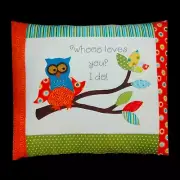 Retro Owl Applique Pillow Quilt Pattern - 15x18 70s Boho Colorful Bird Halloween