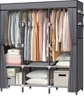 Portable Closet, 61-Inch Portable Wardrobe with 3 Hanging Rods and 6 Storage ...