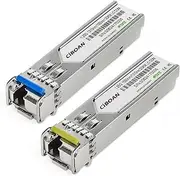 A Pair of 1.25G SFP Bidi Transceiver, SMF 1310nm/1550nm DDM,1000Base-BIDI SingleMode Simplex LC Fiber Module up to 20 km, for Cisco GLC-BX-20D/GLC-BX-20U, Ubiquiti UniFi UF-SM-1G-S and More (20km)