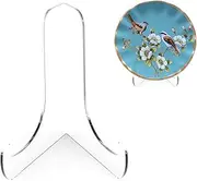 Boloyo 60-Degree Angle Acrylic Plate Stand, 4.5 Inch 5PC Clear Acrylic Display Easel, Clear Tablet Holder for Displaying,4.5" H x 4.5" W x 3.5" D (5 Pack)