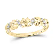 10k Yellow Gold Round Diamond Flower Band Ring 1/8 Cttw