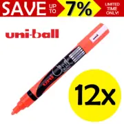 12x Uni Chalk Marker Boards Glass Removable Stays In Rain PWE-5M ORANGE