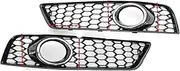 Honeycomb Mesh Style Front Bumper Fog Light Grill Cover Compatible For Audi A3 8P 2009-2013 8P0807682D 8P0807681D Fog Lamp Grill Body Kit(Silver)
