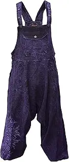 [Gheri] Womens Mandala Print Overalls Stone Washed Festival Dungarees Harem Pants