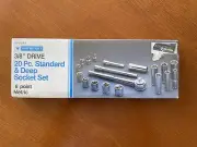 VINTAGE MASTERCRAFT SOCKET SET SEALED CONDITION 3/8 METRIC 20pc METAL CASE