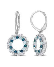 Rina Limor Silver 1.96 ct. tw. Gemstone Open Circle Drop Earrings
