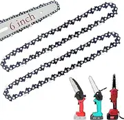 [2 Pieces] 6 Inch Mini Chainsaw Chain, 6 Inch Replacement Chains for Cordless Electric Portable Mini Chainsaw, FIFCHALL Guide Saw Chain for All 6-inch Mini Chainsaws for Wood Branch Cutting