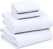 [RUVANTI] 100% Cotton Sheets for Queen Size Bed - Crispy Cooling Percale Sheets - Breathable & Durable Queen Sheet Set - 16 Inches Deep Pocket Queen Size Sheets - Brilliant White- 4 Pcs