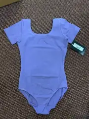 NWT Bloch Purple Short Sleeve Round Neck Leotard Style: CL5402, Size 6x-7