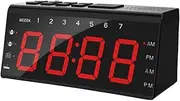 Alarm Clock Radio, FM/AM Radio Alarm Clock Electronic Clock with Thermometer Night Vision LED Clock Digital Large Screen Display,C
