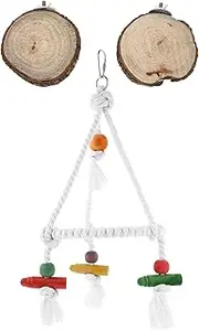 JUMPLAWN 2Pcs Parrot Swing Rope Bird with Perch Stands for Bird Cage Supplies for Parakeets Cockatiels and Birds