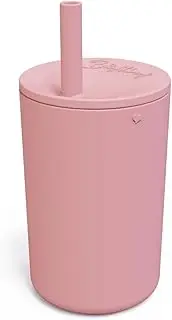 Brightberry Sippy Cup - Kids Smoothie Cup with Lid & Straw | LFGB BPA-Free Silicone Straw Cup for Toddlers & Babies with Secure Lid, Spill-Resistant, Dishwasher Safe (Coral Blush Pink)