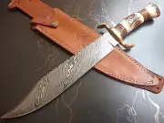 Custom Damascus Survival Tracker stag horn Bear Skinner Hunter ONE OF A KIND A10