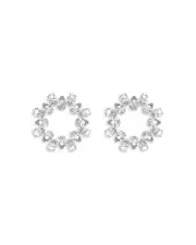 Swarovski Matrix Pear Cut Circlet Earrings in Rhodium Plated