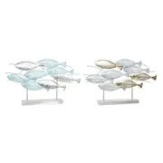 Decorative Figure Dkd Home Decor 65.4 x 9 x 39.5 Cm Silver Blue Golden Spirals Mediterranean 2 Units