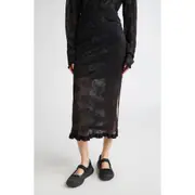 Cecilie Bahnsen Pegonia Sheer Jacquard Pencil Skirt in Black at Nordstrom, Size Medium