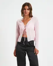 Ivy Laced Sheer Top in Pink