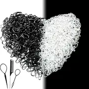 1000pcs Clear Elastic Hair Bands, Elastic Hair Ties, Hair Band, Hair Elastic, Small Hair Bands, Rubber Bands For Hair, Clear and black Hair Elastics, Small Elastic Bands(with tools)