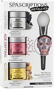 Spascriptions Purifying, Age Defying and Glowing Metallic Masks with Applicator, 3 count